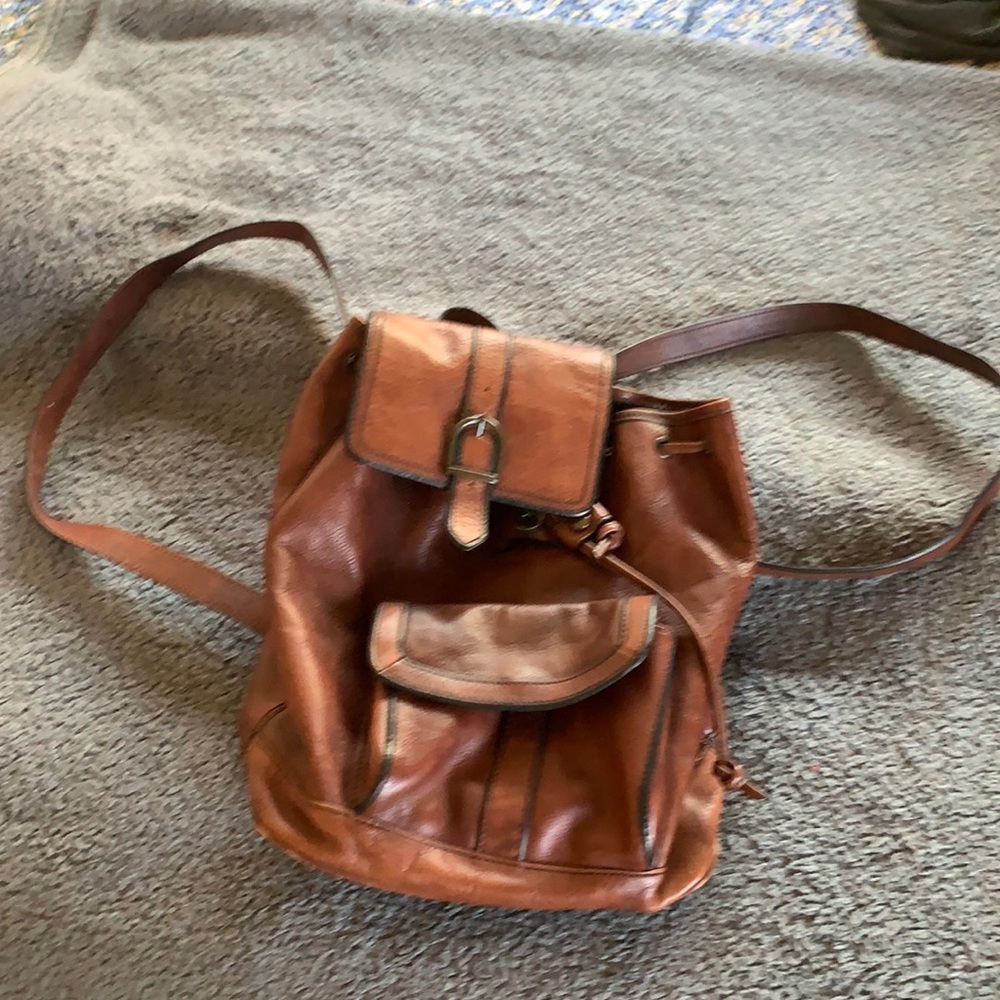 Leather mini backpack